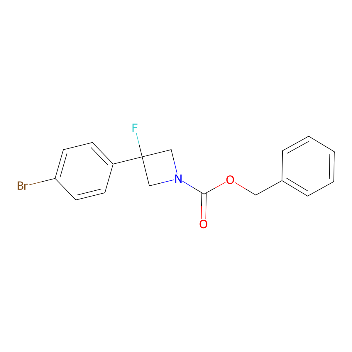 Benzyl 3-(4-bromophenyl)-3-fluoroazetidine-1-carboxylate molecular structure, CAS 1449217-51-9