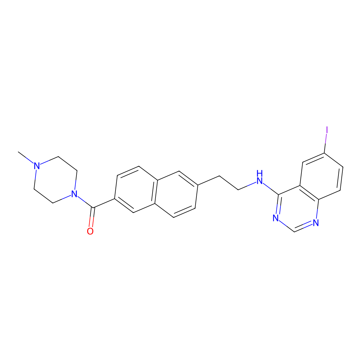 (6-(2-((6-Iodoquinazolin-4-YL)amino)ethyl)naphthalen-2-YL)(4-methylpiperazin-1-YL)methanone molecular structure, CAS 1449228-17-4