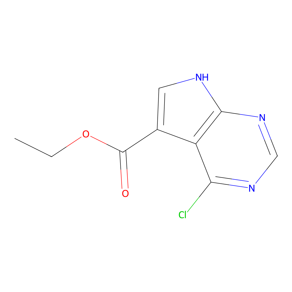 7H-Pyrrolo(2,3-d)pyrimidine-5-carboxylic acid, 4-chloro-, ethyl ester molecular structure, CAS 144927-57-1