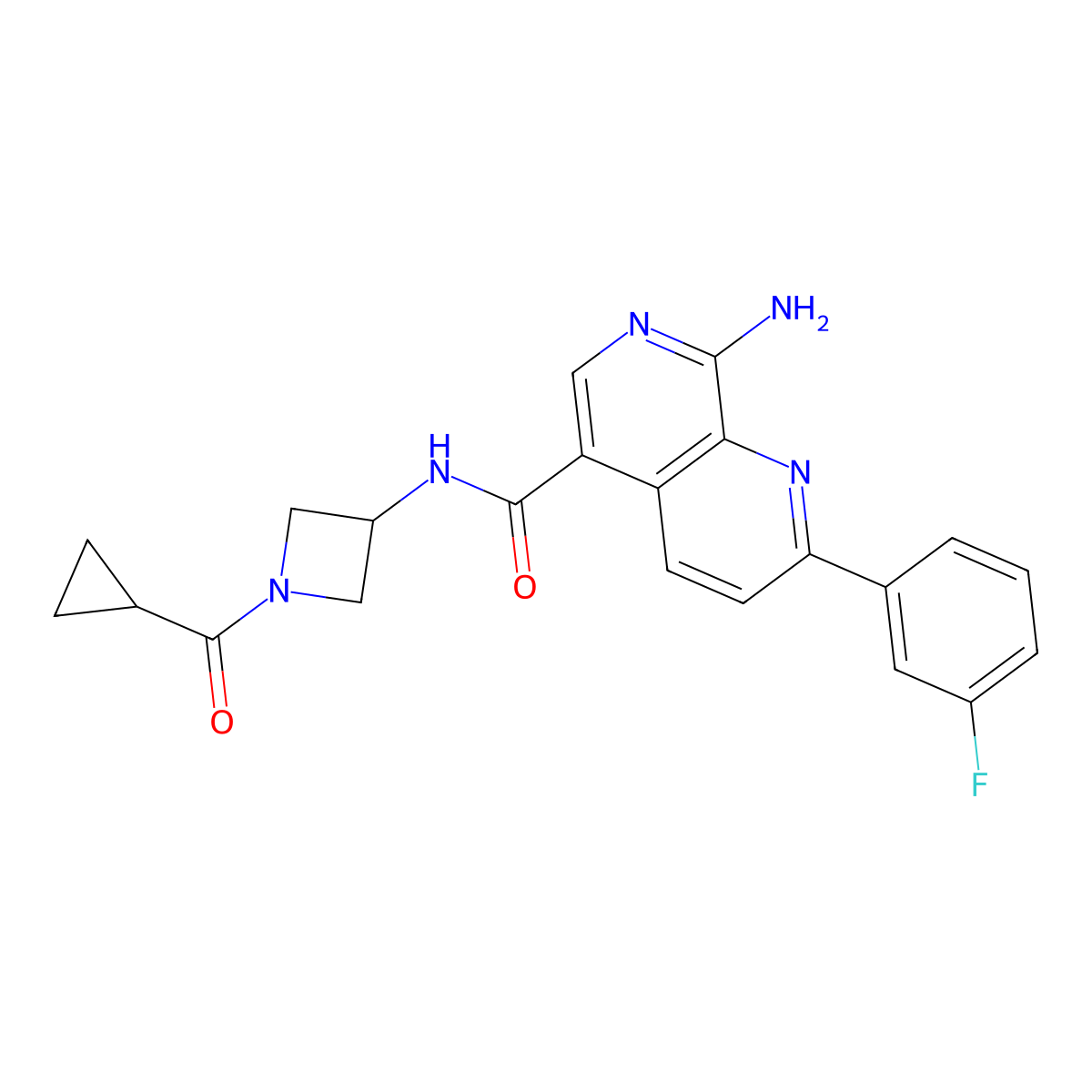 8-Amino-N-[1-(Cyclopropylcarbonyl)azetidin-3-Yl]-2-(3-Fluorophenyl)-1,7-Naphthyridine-5-Carboxamide molecular structure, CAS 1449277-10-4