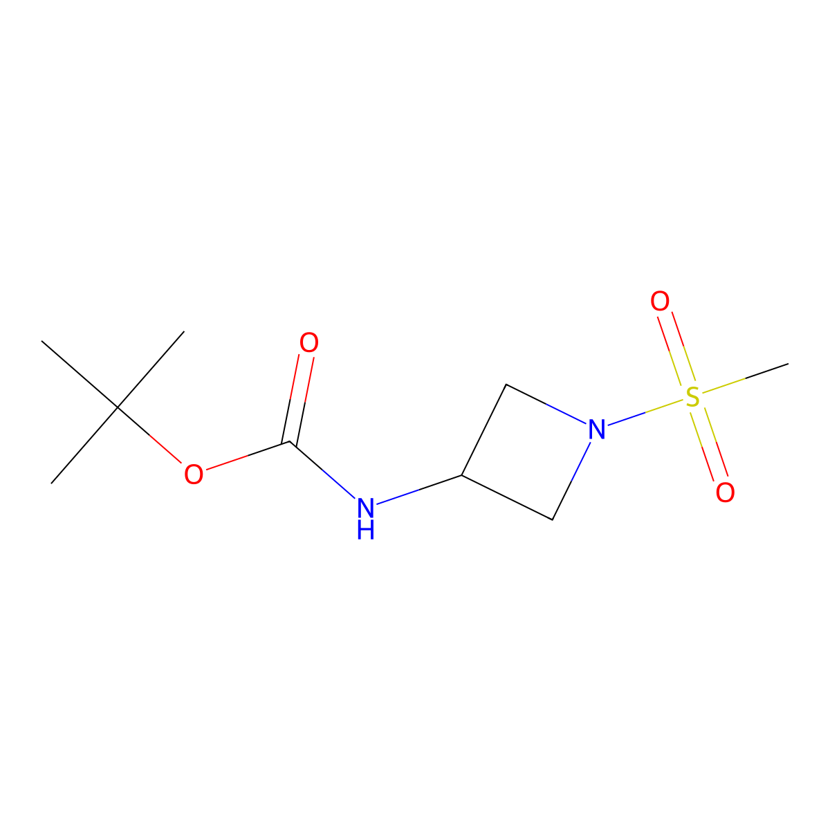 tert-butyl N-(1-methanesulfonylazetidin-3-yl)carbamate molecular structure, CAS 1449278-57-2