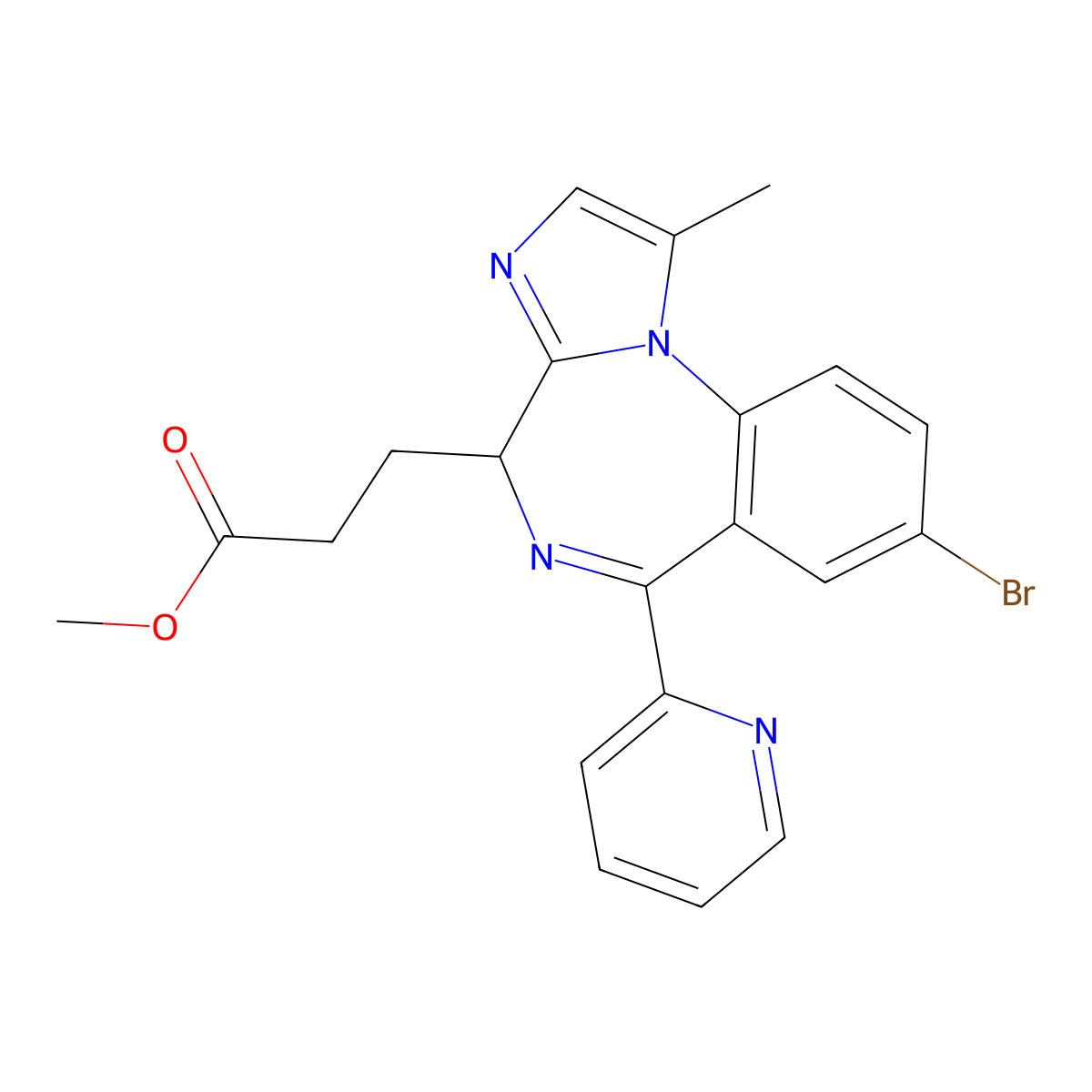 Methyl (R)-3-[8-Bromo-1-methyl-6-(2-pyridyl)-4H-benzo[f]imidazo[1,2-a][1,4]diazepin-4-yl]propanoate molecular structure, CAS 1449295-42-4