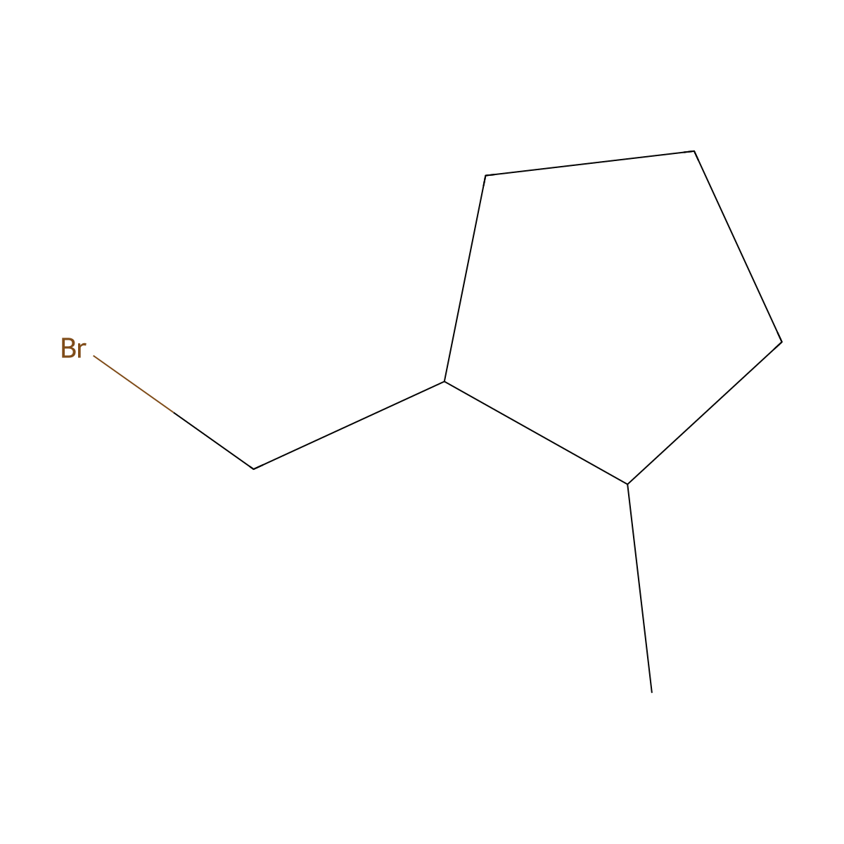 1-(Bromomethyl)-2-methylcyclopentane, trans molecular structure, CAS 144930-14-3