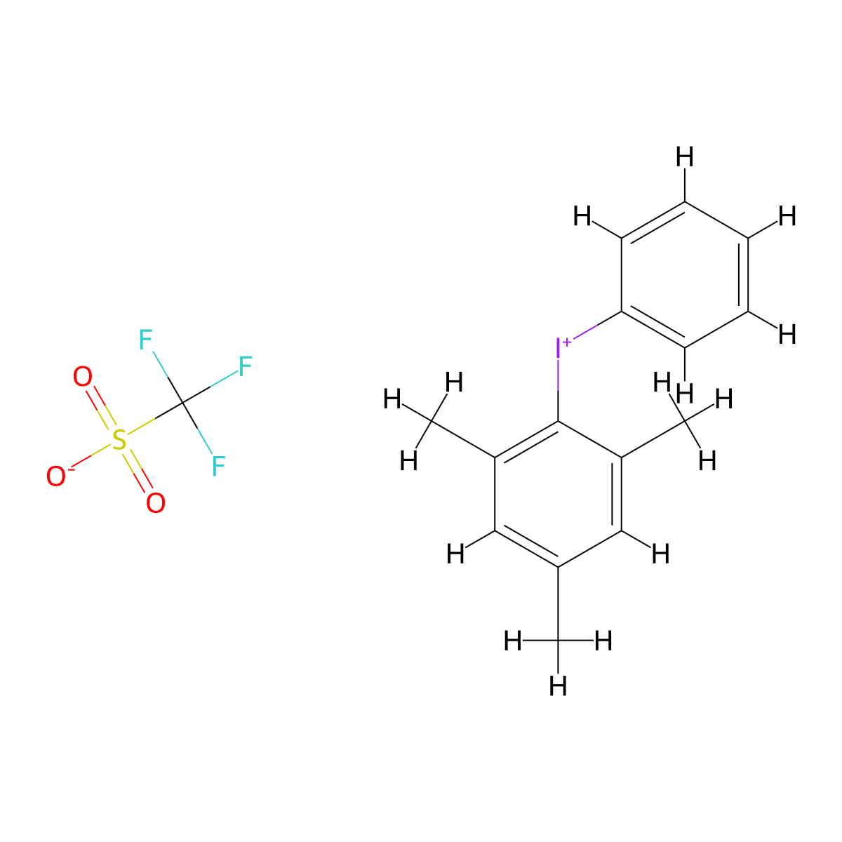 Mesityl(phenyl)iodonium trifluoromethanesulfonate molecular structure, CAS 144930-50-7