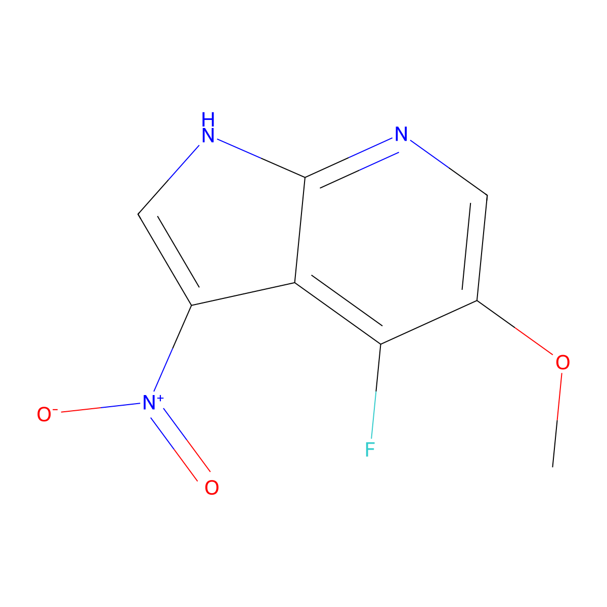 4-fluoro-5-methoxy-3-nitro-1H-pyrrolo[2,3-b]pyridine molecular structure, CAS 1449319-46-3