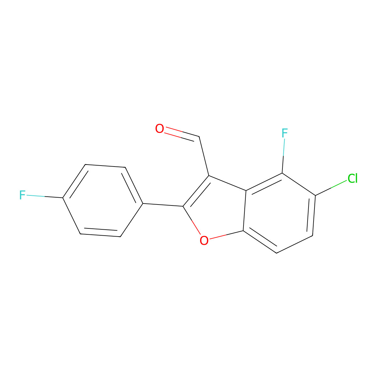 5-Chloro-4-fluoro-2-(4-fluorophenyl)benzofuran-3-carbaldehyde molecular structure, CAS 1449332-86-8