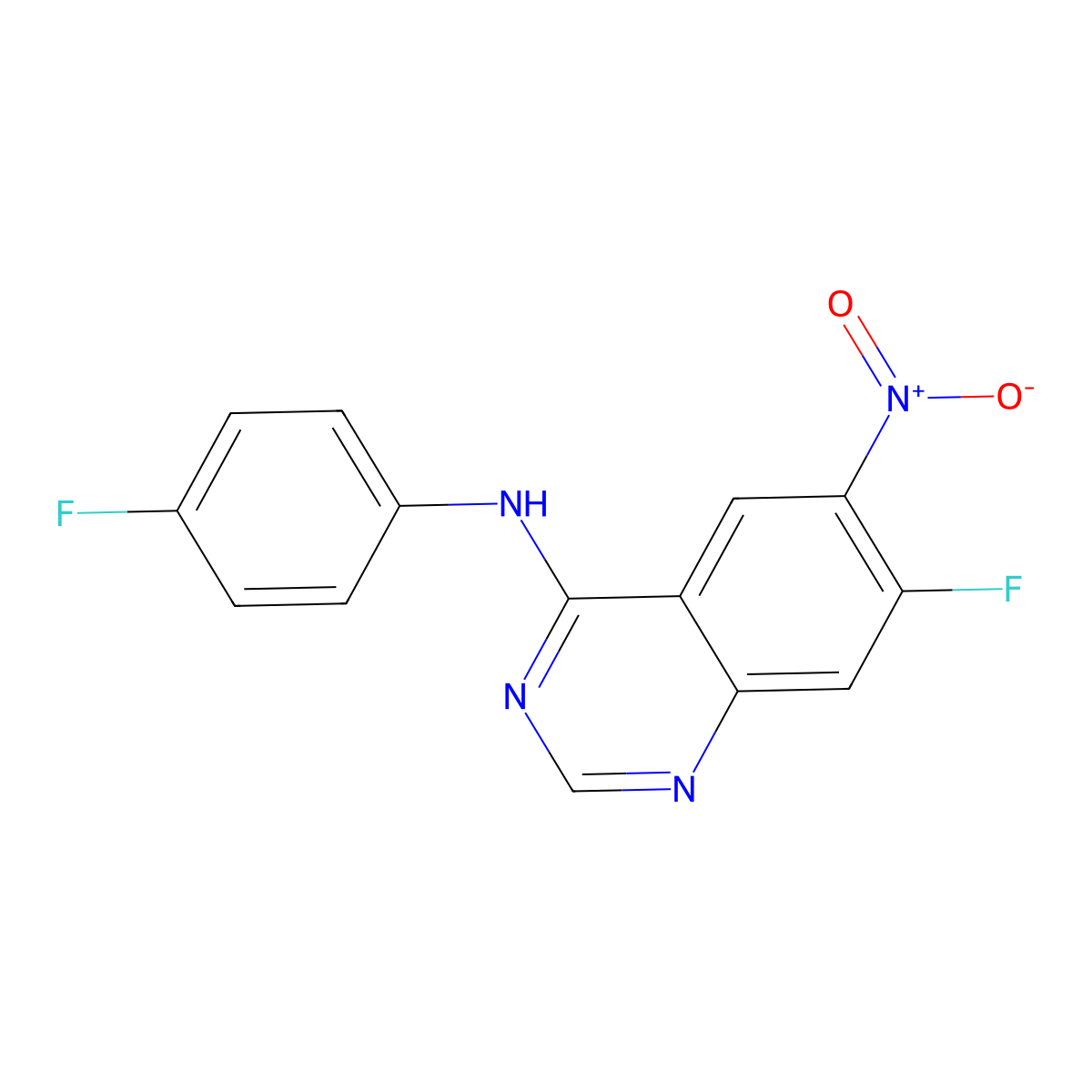 7-Fluoro-N-(4-fluorophenyl)-6-nitroquinazolin-4-amine molecular structure, CAS 1449430-43-6
