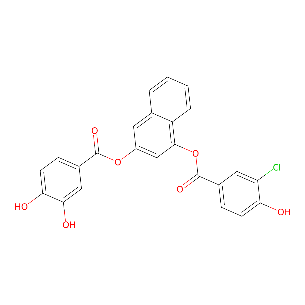 3-Chloro-4-hydroxy-benzoicacid-3-[(3,4-dihydroxybenzoyl)oxy]-1-naphthalenylester molecular structure, CAS 1449468-52-3