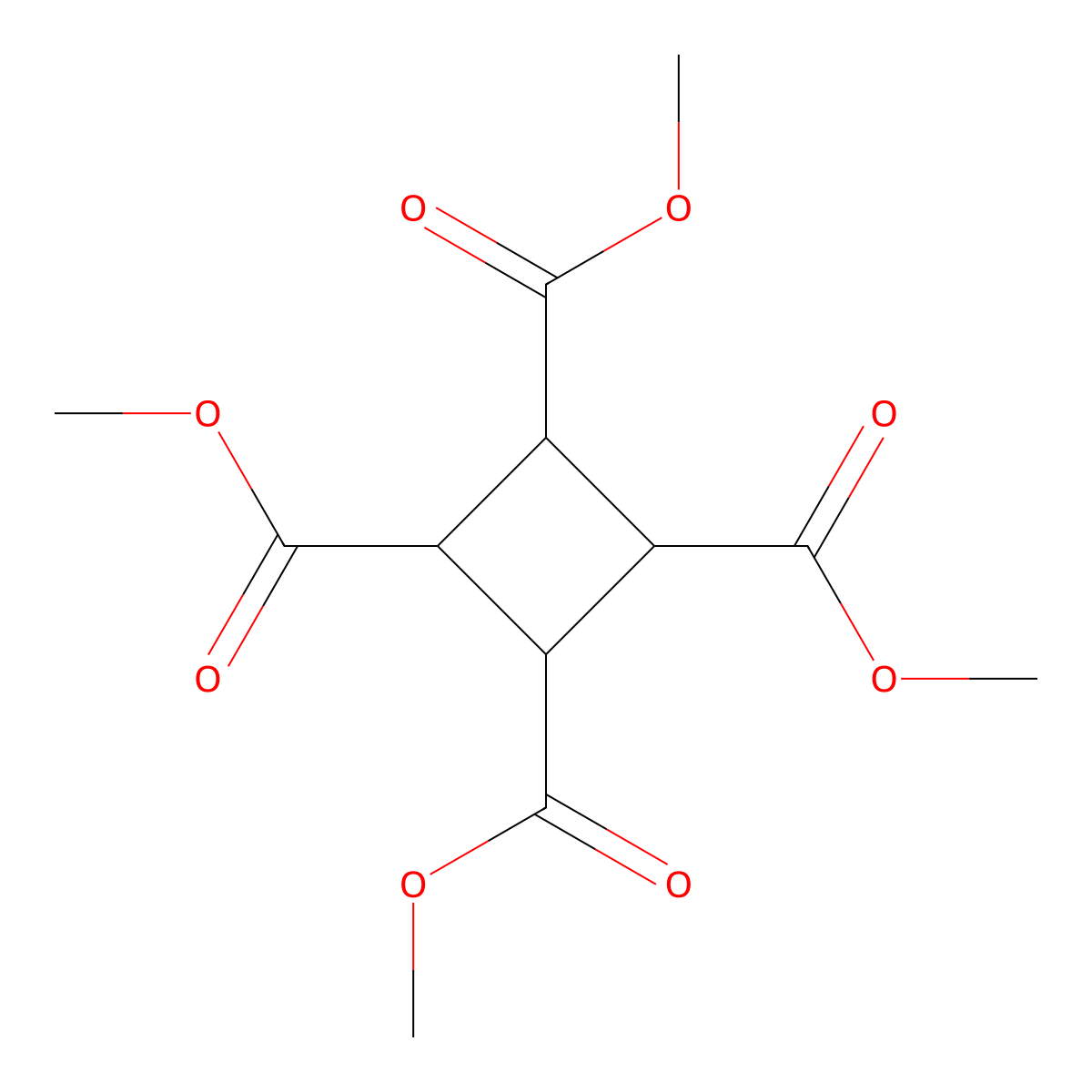 Tetramethyl cyclobutane-1,2,3,4-tetracarboxylatato(2-) molecular structure, CAS 14495-41-1