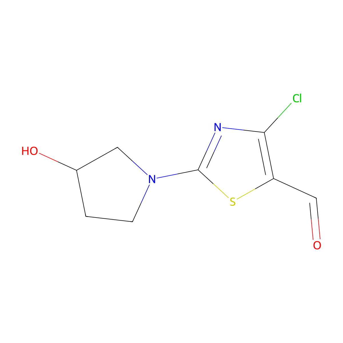 4-Chloro-2-(3-hydroxypyrrolidin-1-yl)-1,3-thiazole-5-carbaldehyde molecular structure, CAS 1449503-98-3
