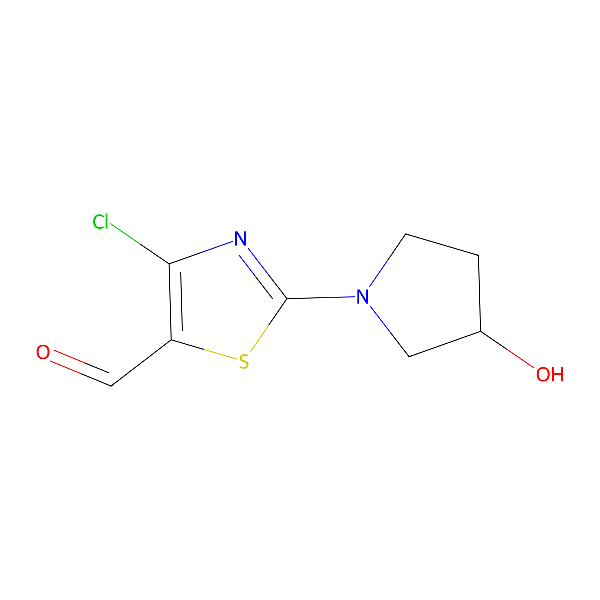 4-Chloro-2-(3-hydroxypyrrolidin-1-yl)-1,3-thiazole-5-carbaldehyde molecular structure, CAS 1449503-98-3