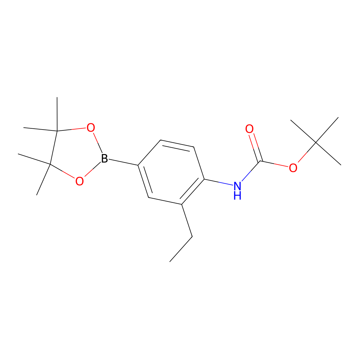 [2-Ethyl-4-(4,4,5,5-tetramethyl-[1,3,2]dioxaborolan-2-yl)-phenyl]-carbamic acid tert-butyl ester molecular structure, CAS 1449516-04-4