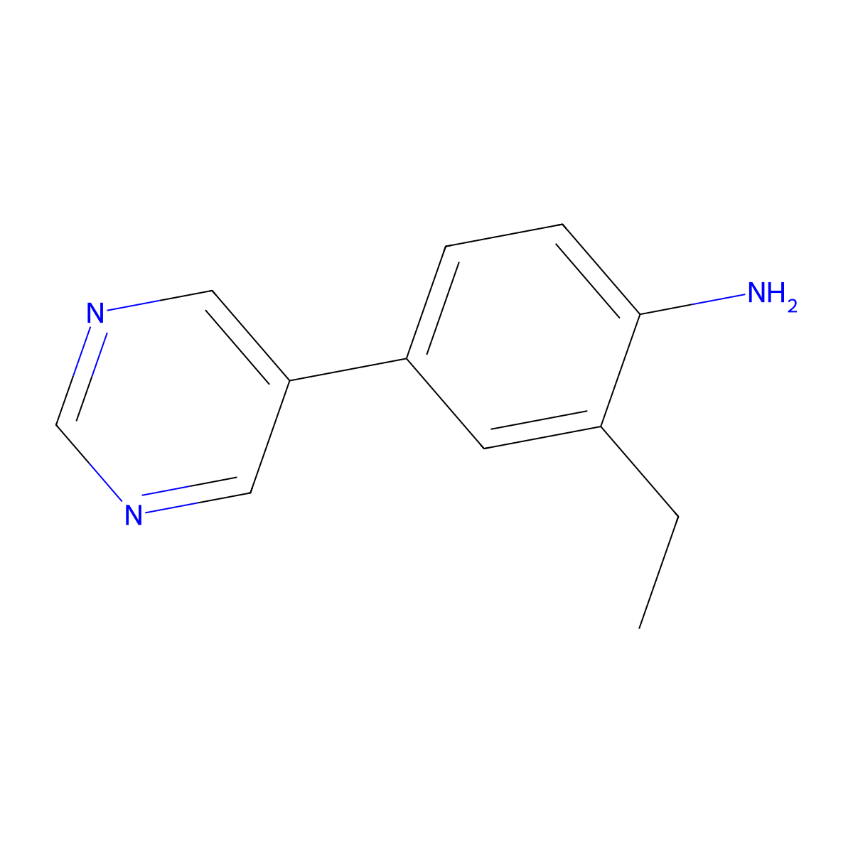 2-Ethyl-4-pyrimidin-5-ylaniline molecular structure, CAS 1449516-27-1