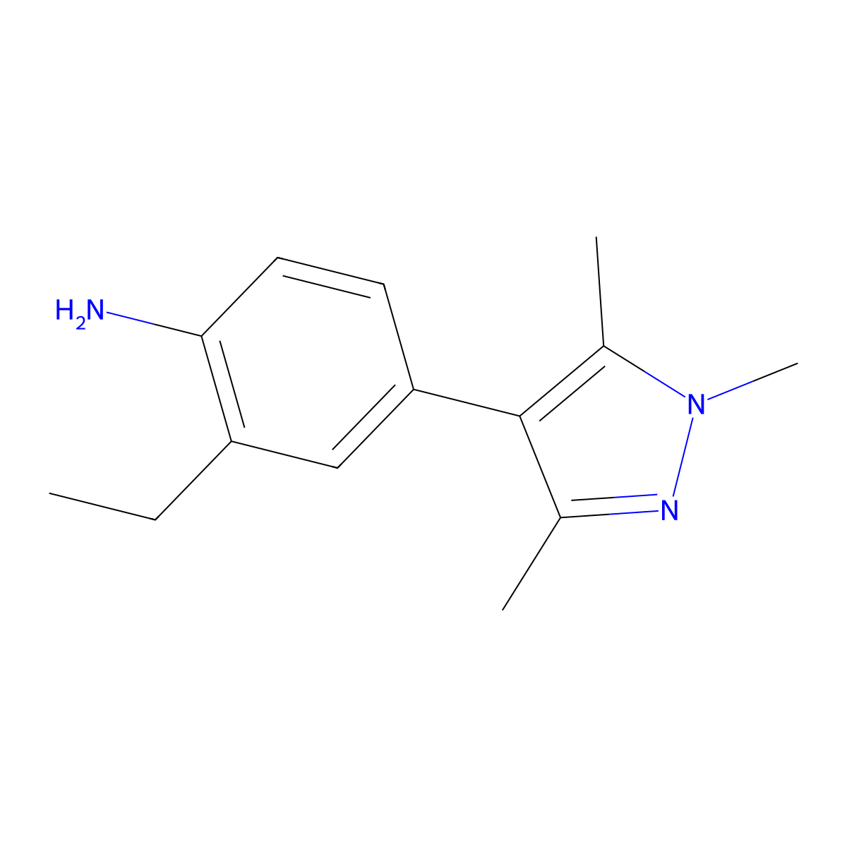 2-Ethyl-4-(1,3,5-trimethylpyrazol-4-yl)aniline molecular structure, CAS 1449516-34-0