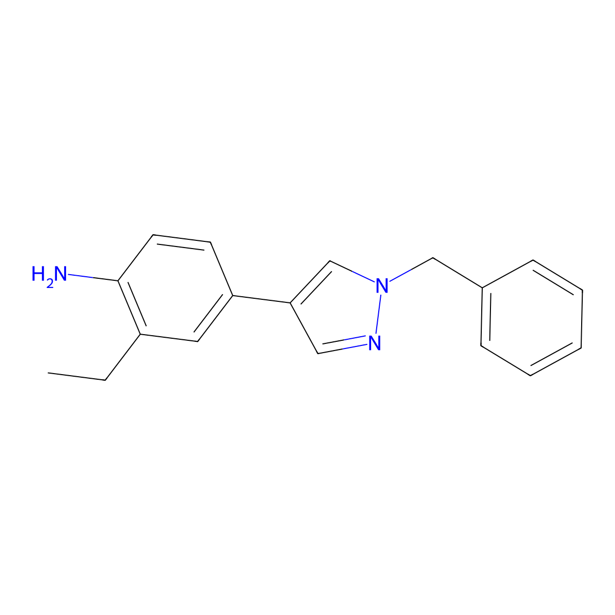 4-(1-Benzylpyrazol-4-yl)-2-ethylaniline molecular structure, CAS 1449516-35-1
