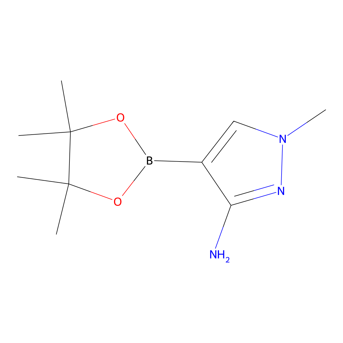 1-Methyl-4-(4,4,5,5-tetramethyl-1,3,2-dioxaborolan-2-yl)-1H-pyrazol-3-amine molecular structure, CAS 1449568-30-2