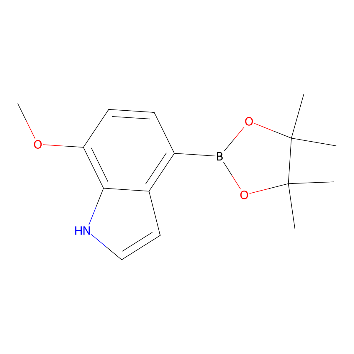 7-methoxy-4-(4,4,5,5-tetramethyl-1,3,2-dioxaborolan-2-yl)-1H-indole molecular structure, CAS 1449581-00-3