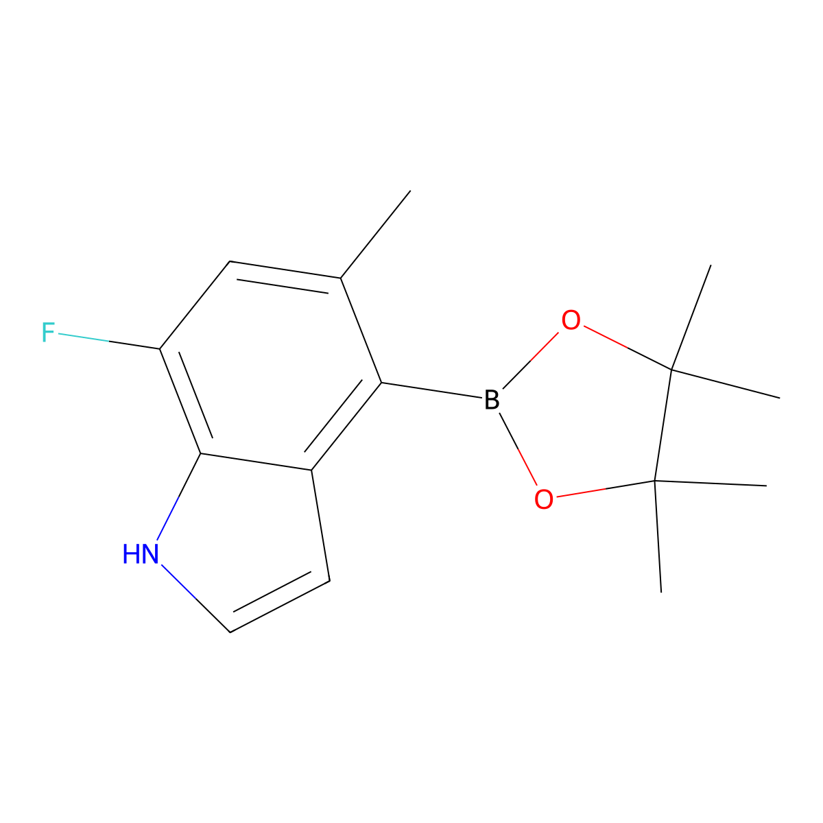 7-Fluoro-5-methyl-4-(4,4,5,5-tetramethyl-1,3,2-dioxaborolan-2-yl)-1H-indole molecular structure, CAS 1449581-03-6