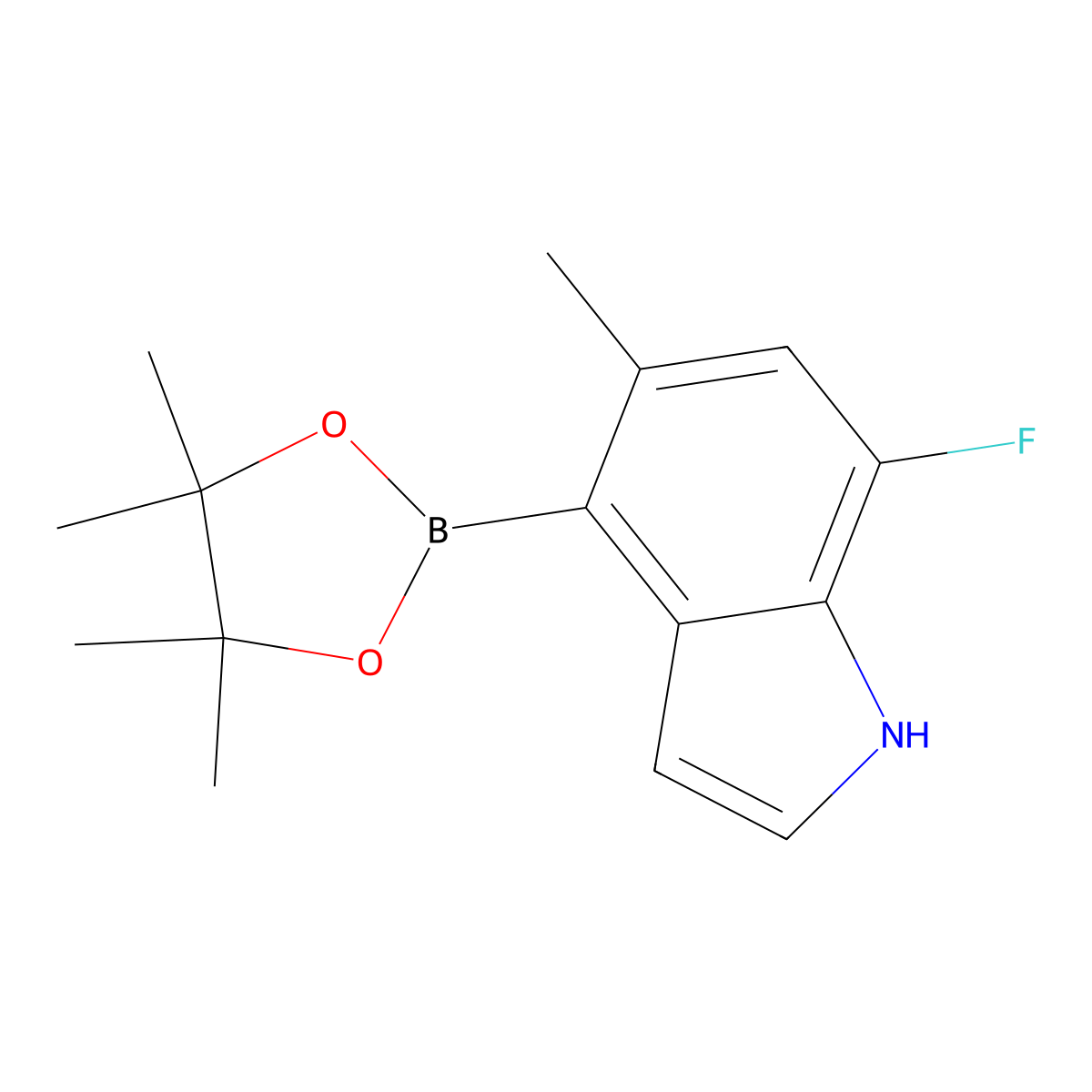 7-Fluoro-5-methyl-4-(4,4,5,5-tetramethyl-1,3,2-dioxaborolan-2-yl)-1H-indole molecular structure, CAS 1449581-03-6