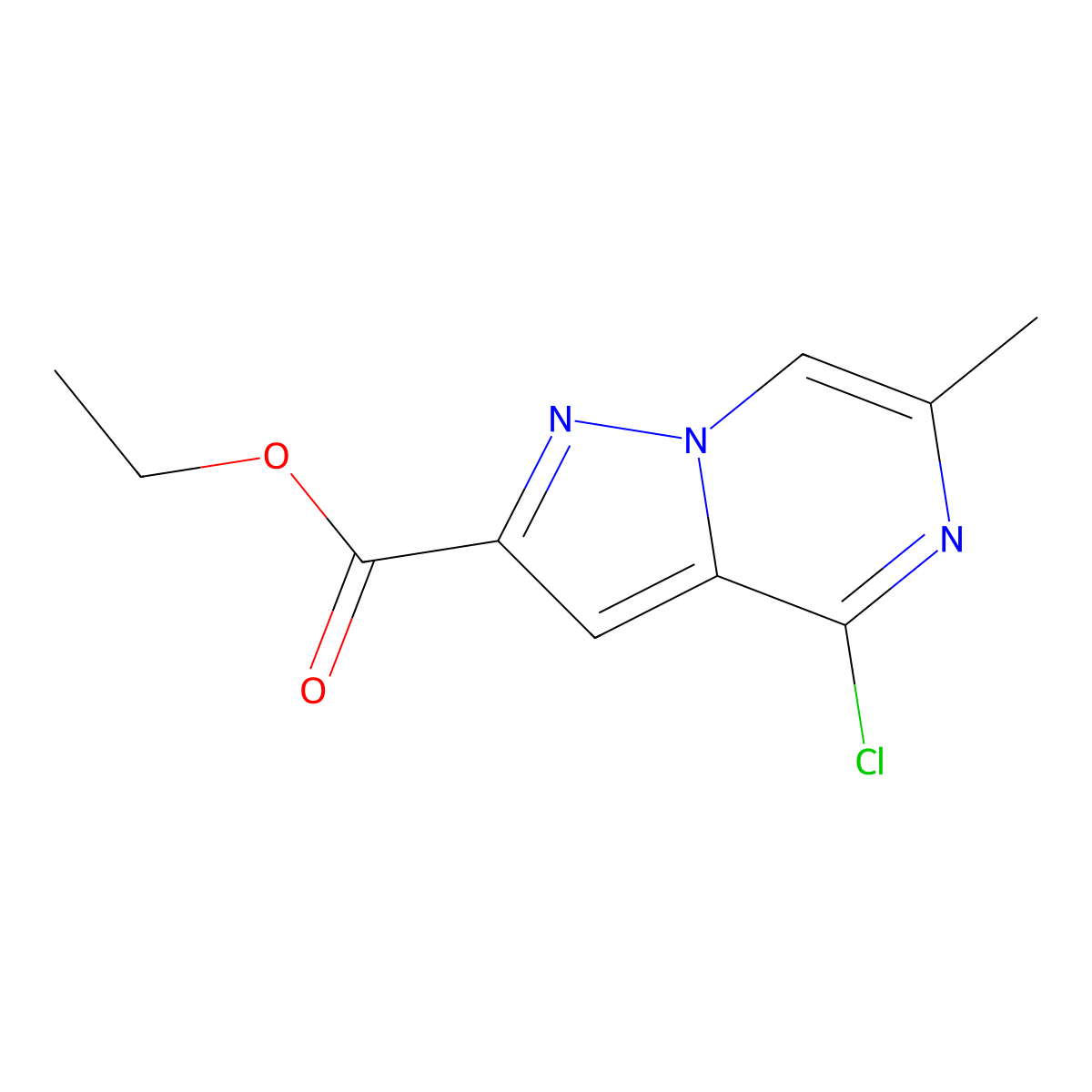 Ethyl 4-chloro-6-methylpyrazolo(1,5-a)pyrazine-2-carboxylate molecular structure, CAS 1449598-75-7