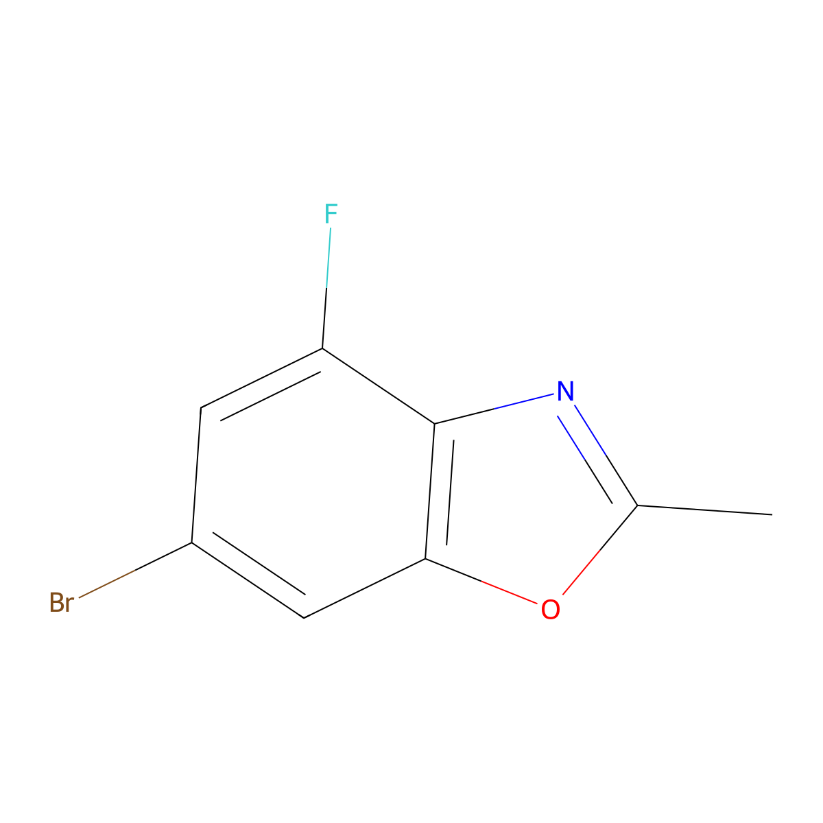 6-Bromo-4-fluoro-2-methyl-1,3-benzoxazole molecular structure, CAS 1449599-13-6