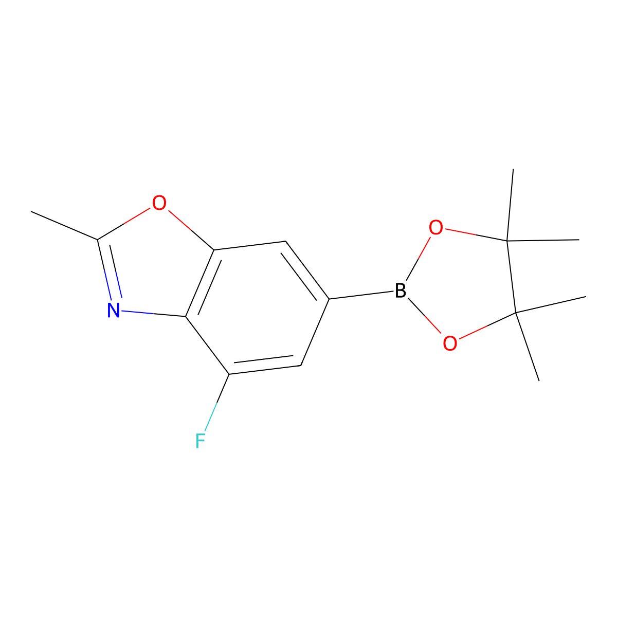 4-Fluoro-2-methyl-6-(4,4,5,5-tetramethyl-1,3,2-dioxaborolan-2-yl)-1,3-benzoxazole molecular structure, CAS 1449599-15-8