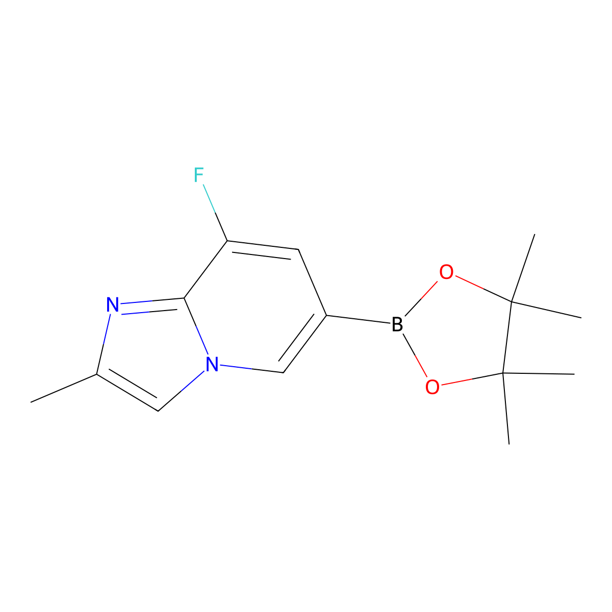 8-Fluoro-2-methyl-6-(4,4,5,5-tetramethyl-1,3,2-dioxaborolan-2-yl)imidazo(1,2-a)pyridine molecular structure, CAS 1449599-86-3