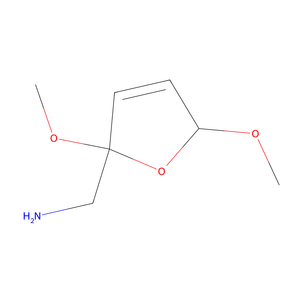 (2,5-Dimethoxy-2,5-dihydrofuran-2-yl)methanamine molecular structure, CAS 14496-27-6