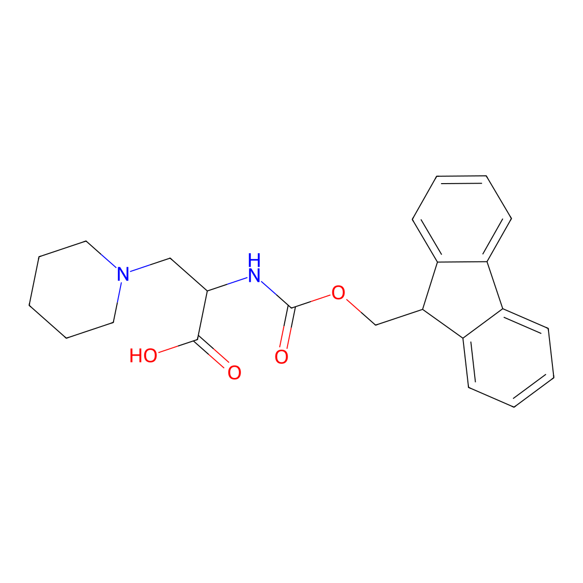 2-((((9H-Fluoren-9-yl)methoxy)carbonyl)amino)-3-(piperidin-1-yl)propanoic acid molecular structure, CAS 1449661-75-9