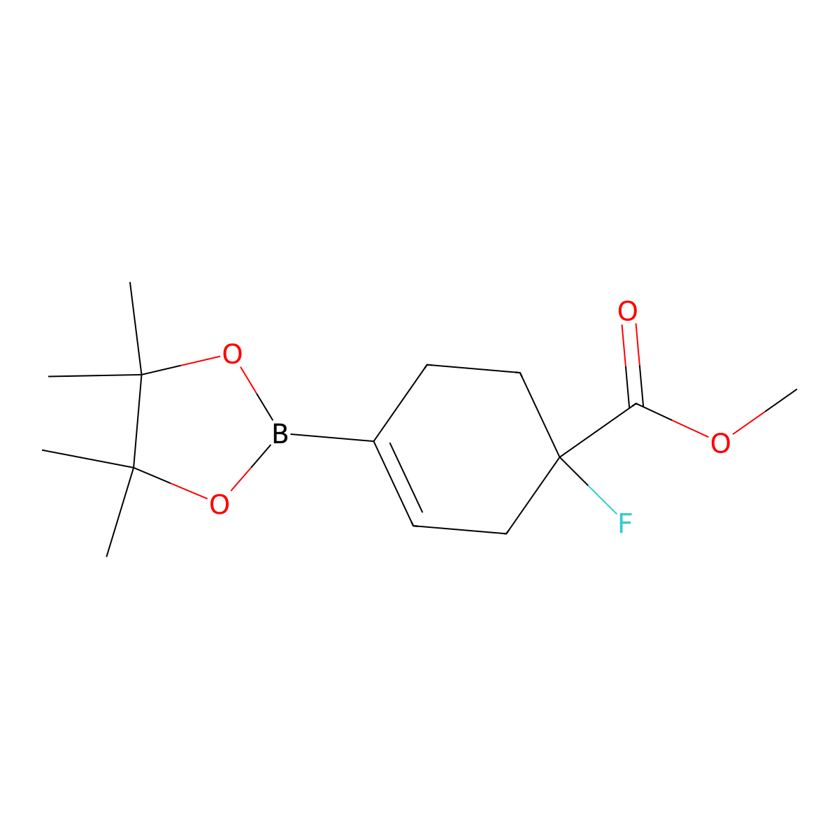 Methyl 1-fluoro-4-(4,4,5,5-tetramethyl-1,3,2-dioxaborolan-2-yl)cyclohex-3-ene-1-carboxylate molecular structure, CAS 1449662-38-7