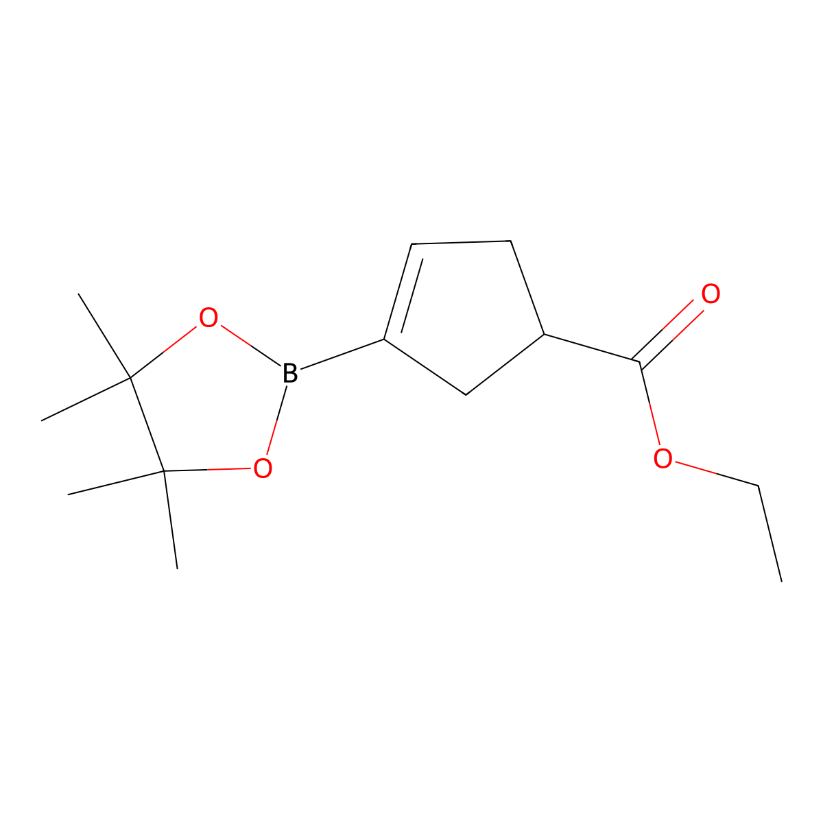 Ethyl 3-(tetramethyl-1,3,2-dioxaborolan-2-yl)cyclopent-3-ene-1-carboxylate molecular structure, CAS 1449662-73-0