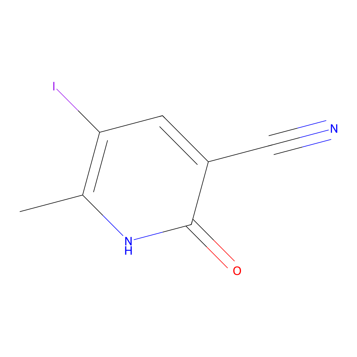 5-Iodo-6-methyl-2-oxo-1,2-dihydropyridine-3-carbonitrile molecular structure, CAS 144967-99-7