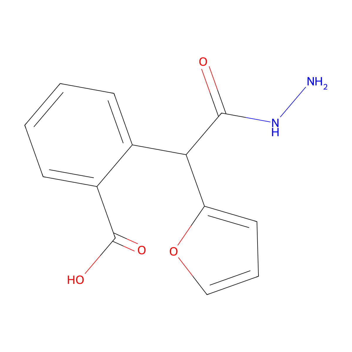 2-[1-(Furan-2-yl)-2-hydrazinyl-2-oxoethyl]benzoic acid molecular structure, CAS 1449674-27-4