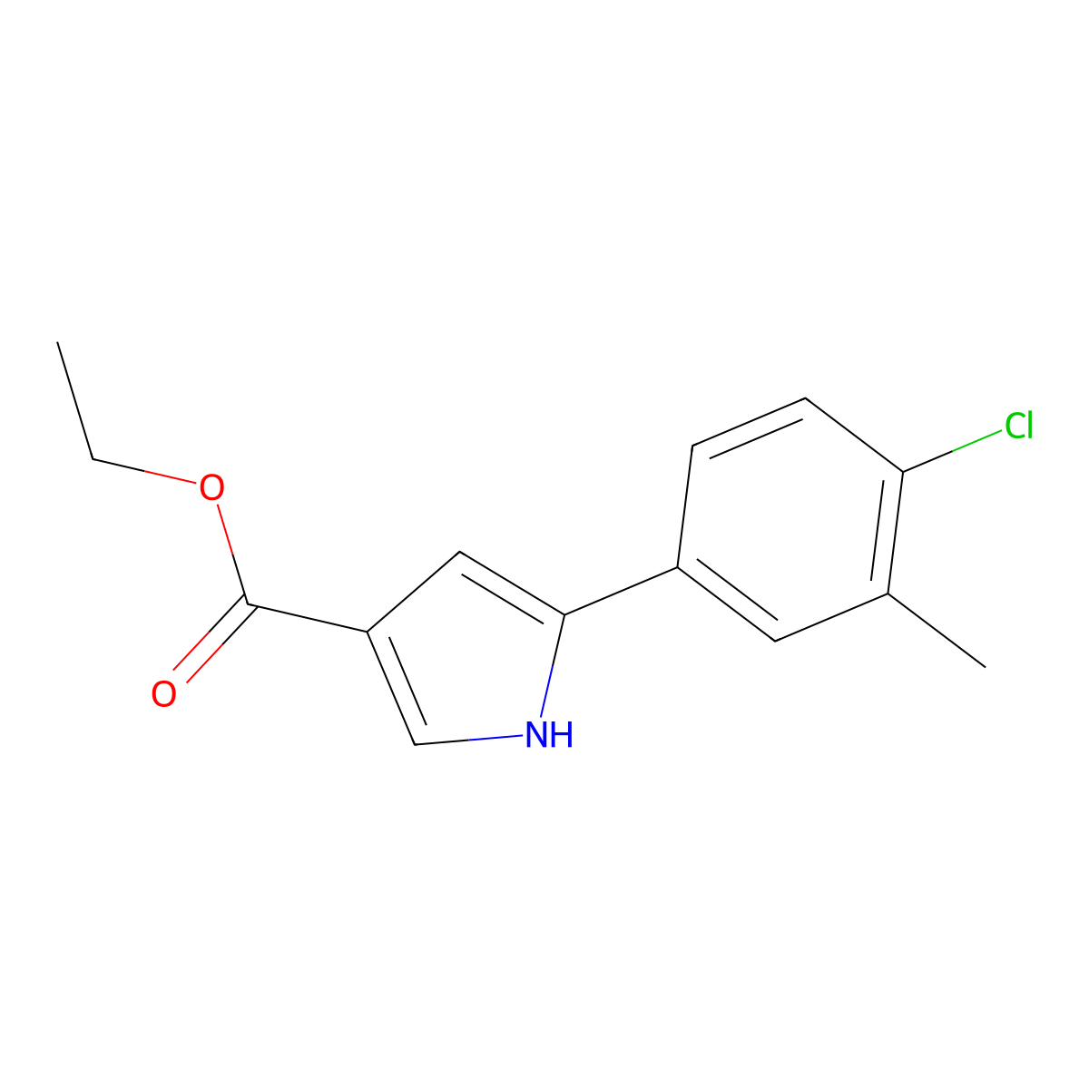 Ethyl 5-(4-chloro-3-methylphenyl)-1H-pyrrole-3-carboxylate molecular structure, CAS 1449692-01-6