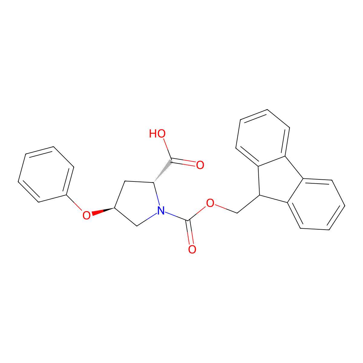 (2R,4S)-1-(((9H-Fluoren-9-yl)methoxy)carbonyl)-4-phenoxypyrrolidine-2-carboxylic acid molecular structure, CAS 1449693-84-8