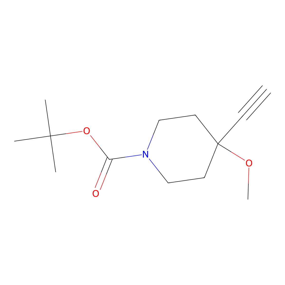 Tert-butyl 4-ethynyl-4-methoxypiperidine-1-carboxylate molecular structure, CAS 1449695-78-6