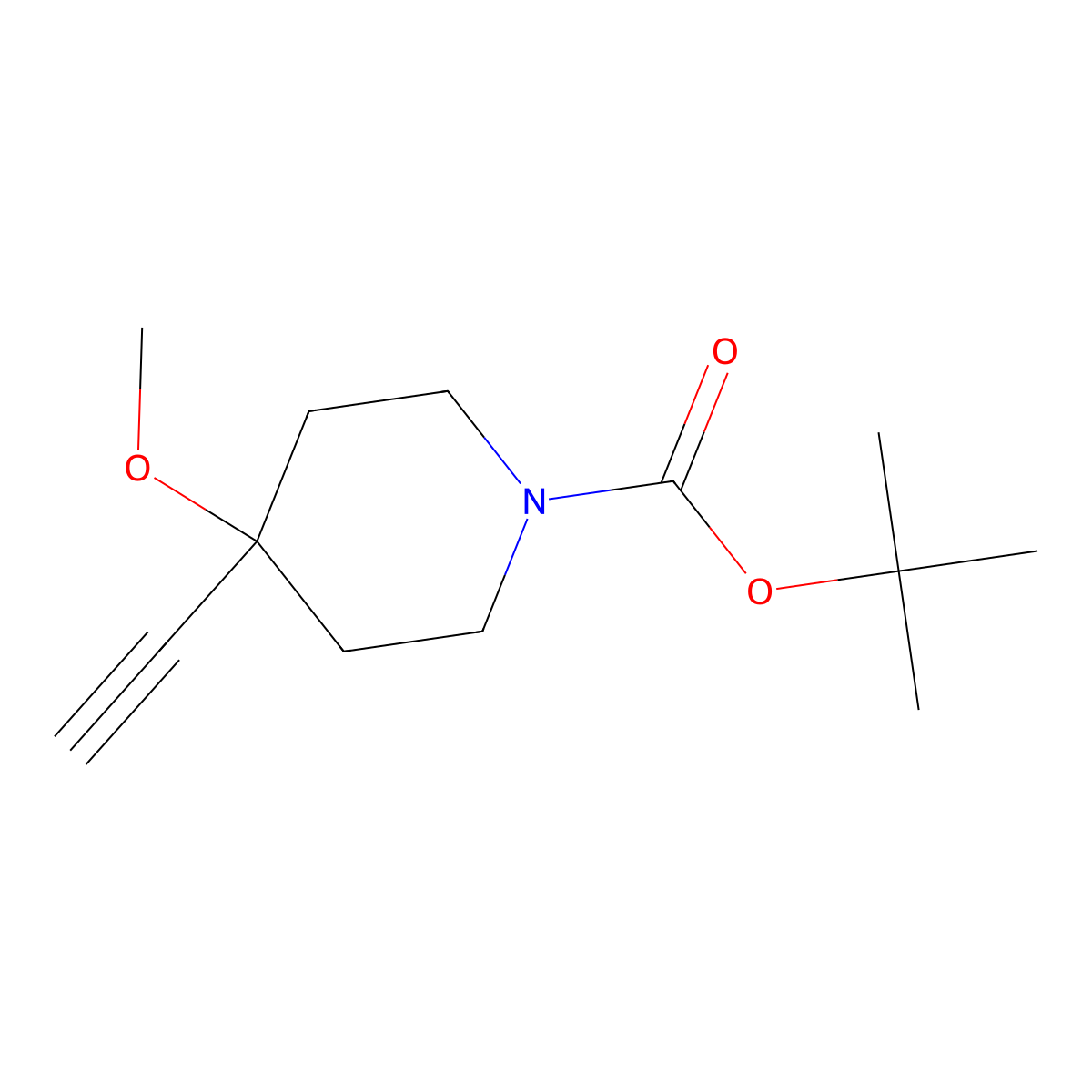 Tert-butyl 4-ethynyl-4-methoxypiperidine-1-carboxylate molecular structure, CAS 1449695-78-6
