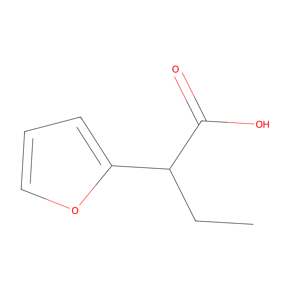 alpha-Ethyl-2-furanacetic acid molecular structure, CAS 14497-26-8