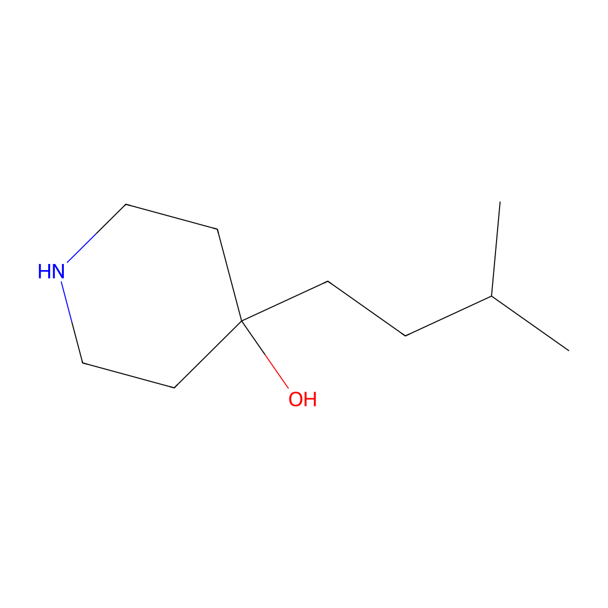 4-Isopentylpiperidin-4-ol molecular structure, CAS 1449700-51-9