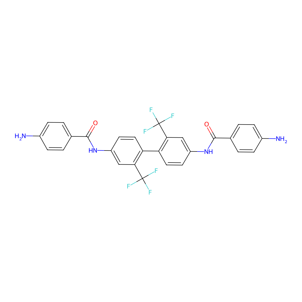 N,N'-(2,2'-bis(trifluoromethyl)-[1,1'-biphenyl]-4,4'-diyl)bis(4-aminobenzamide) molecular structure, CAS 1449757-11-2