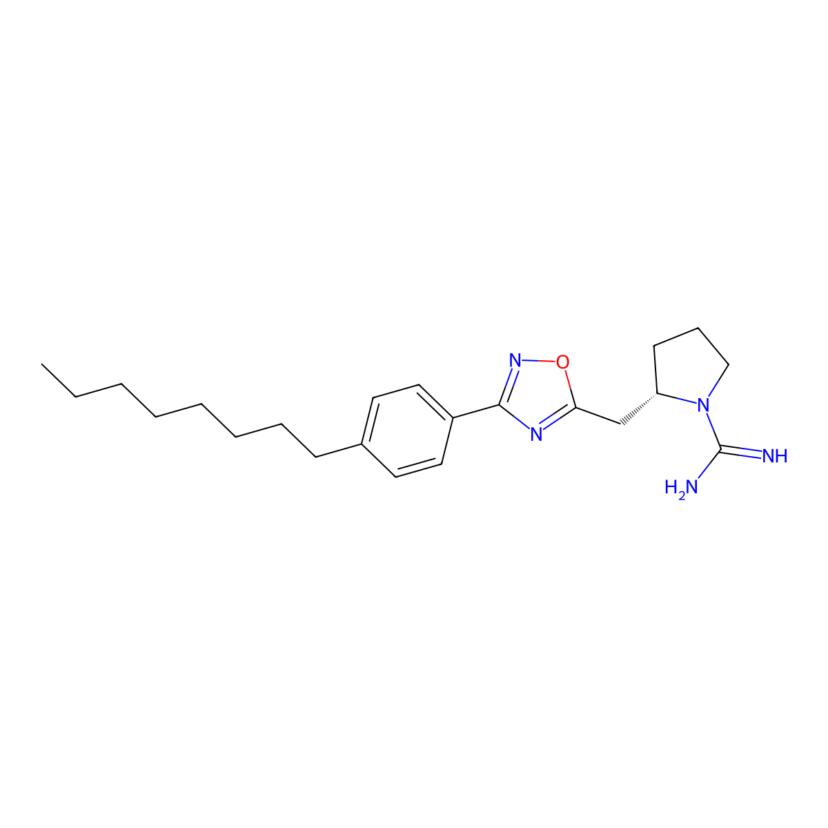 (2S)-2-[[3-(4-octylphenyl)-1,2,4-oxadiazol-5-yl]methyl]pyrrolidine-1-carboximidamide molecular structure, CAS 1449765-82-5