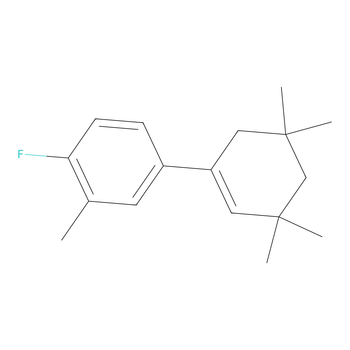4'-Fluoro-3,3,3',5,5-pentamethyl-2,3,4,5-tetrahydro-1,1'-biphenyl molecular structure, CAS 144977-47-9