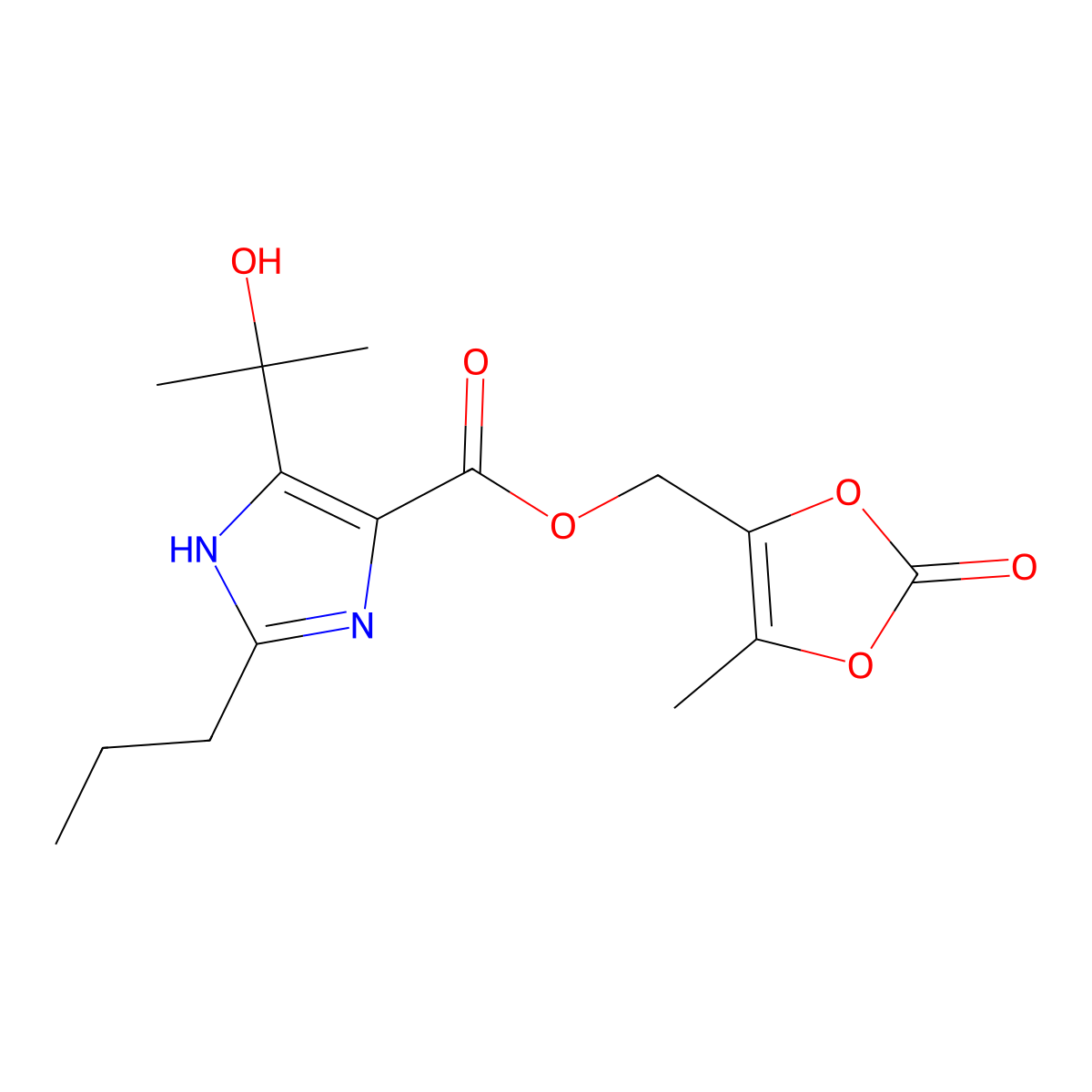 (5-Methyl-2-oxo-1,3-dioxol-4-yl)methyl 5-(2-hydroxypropan-2-yl)-2-propyl-1H-imidazole-4-carboxylate molecular structure, CAS 144978-05-2