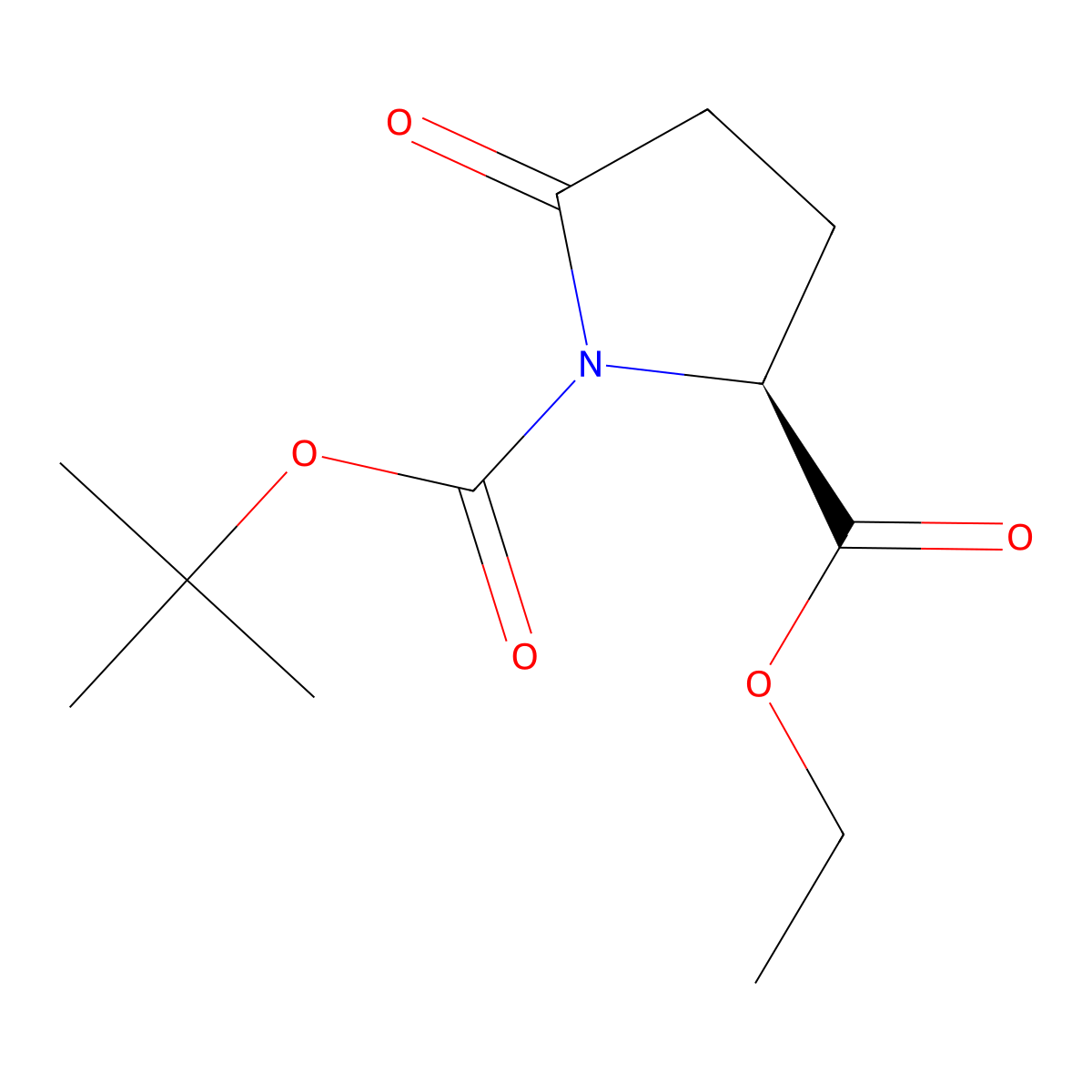 1-(1,1-Dimethylethyl) 2-ethyl (2S)-5-oxo-1,2-pyrrolidinedicarboxylate molecular structure, CAS 144978-12-1