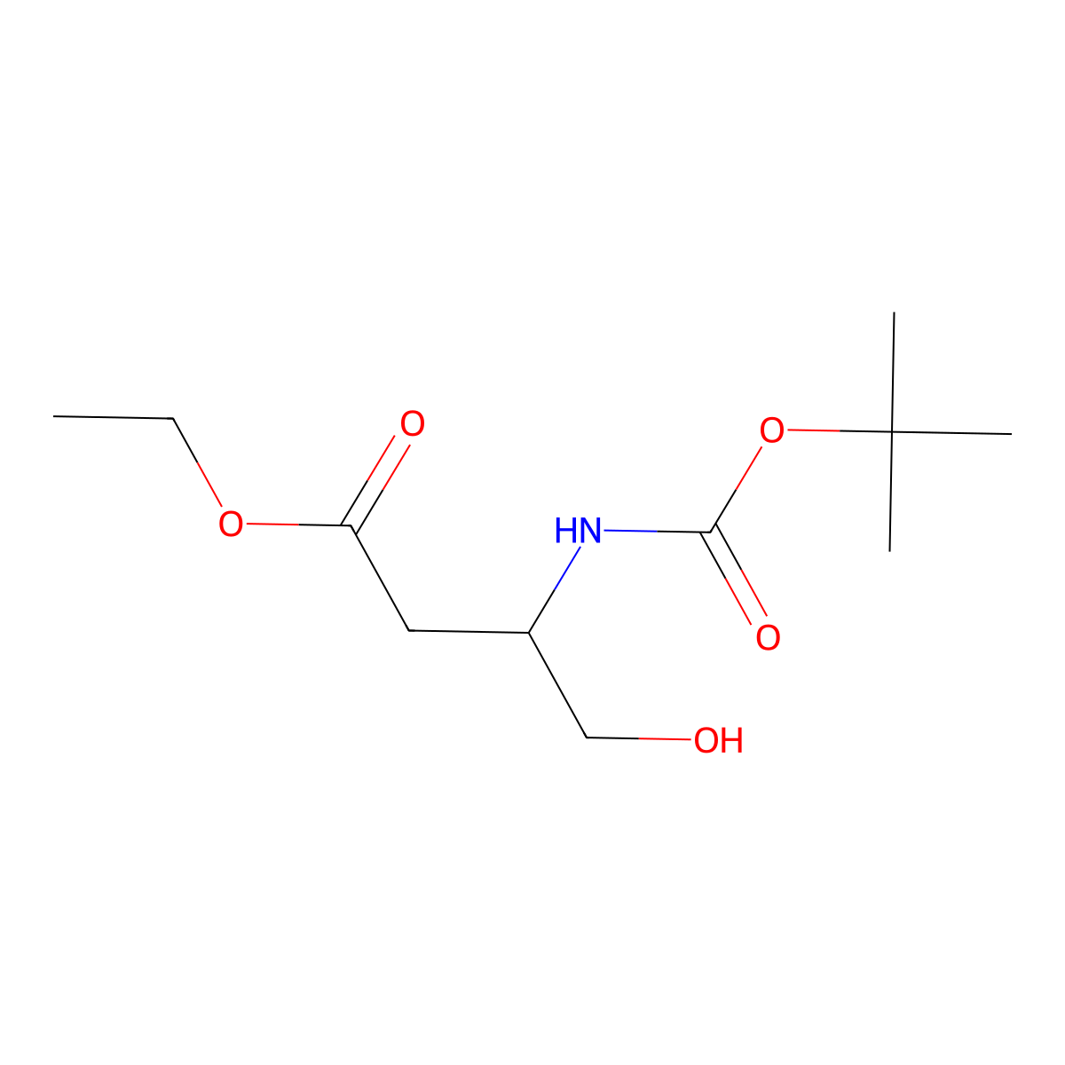 Ethyl 3-{[(tert-butoxy)carbonyl]amino}-4-hydroxybutanoate molecular structure, CAS 1449784-50-2