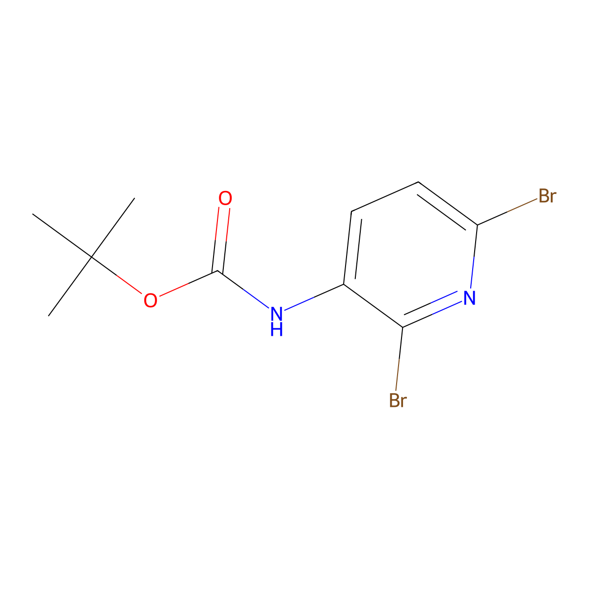 tert-Butyl (2,6-dibromopyridin-3-yl)carbamate molecular structure, CAS 1449795-20-3