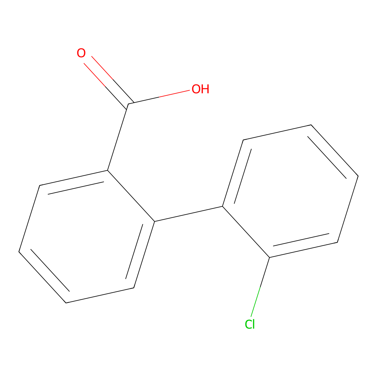 2'-Chloro-[1,1'-biphenyl]-2-carboxylic acid molecular structure, CAS 14498-95-4