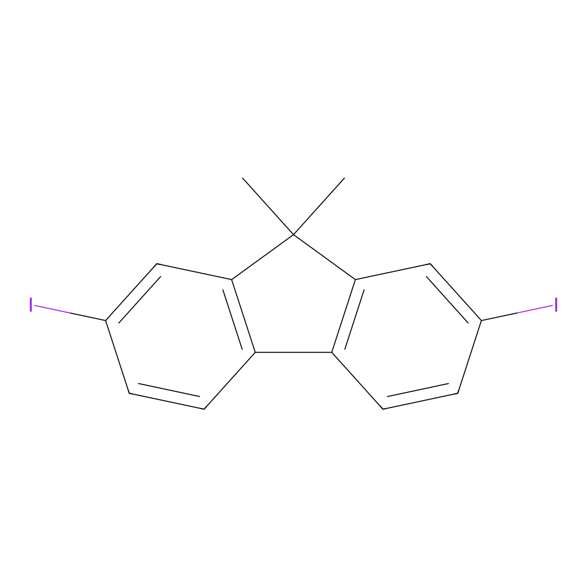 2,7-Diiodo-9,9-dimethyl-9H-fluorene molecular structure, CAS 144981-86-2