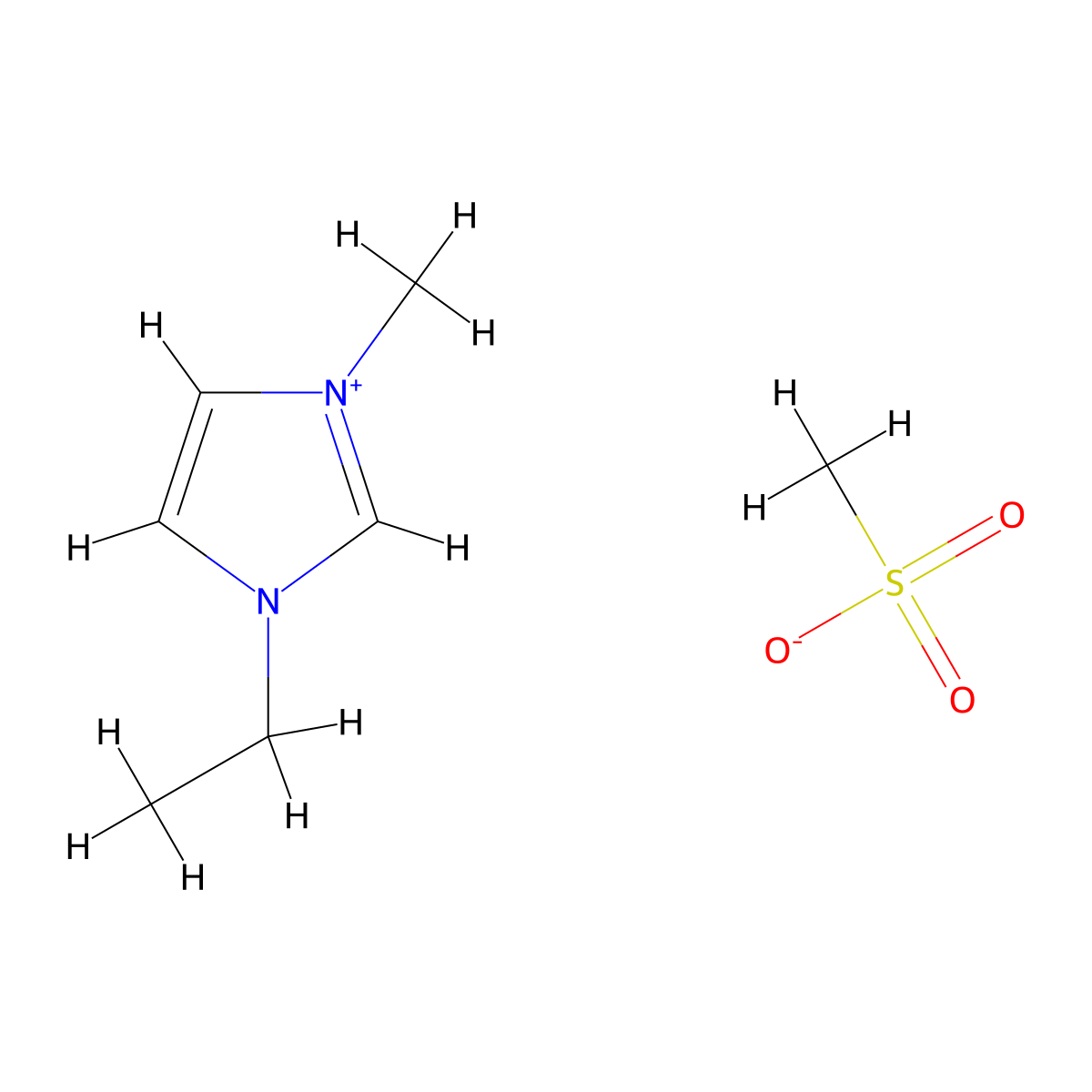 1-Ethyl-3-methylimidazolium methanesulfonate molecular structure, CAS 145022-45-3