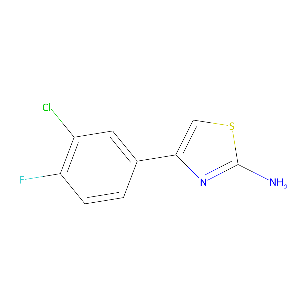 4-(3-Chloro-4-fluorophenyl)-1,3-thiazol-2-amine molecular structure, CAS 145029-83-0